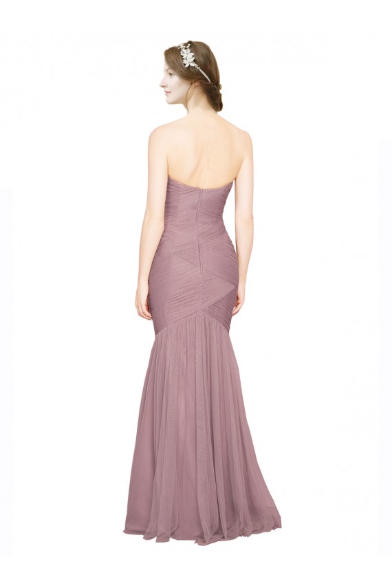 Sleeveless Strapless Tulle Mermaid Long Bridesmaid Dress Adelaide