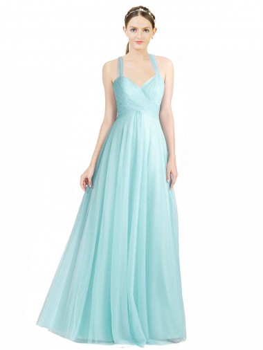 Sleeveless Sweetheart Tulle Mint Green Long Bridesmaid Dress Adelaide