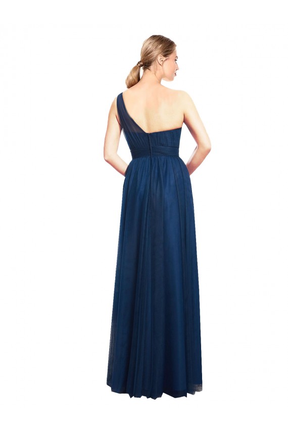Sleeveless One Shoulder Tulle Black Long Bridesmaid Dress / Evening Dress Adelaide