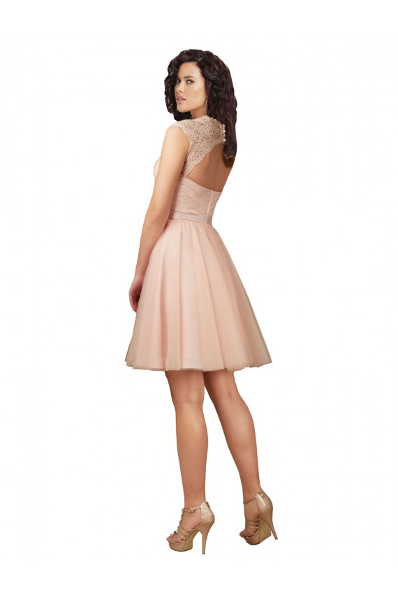 Cap Sleeves Sweetheart Tulle & Lace Knee Length Bridesmaid Dress Adelaide
