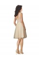 Sleeveless V-Neck Tulle & Lace Champagne Knee Length Bridesmaid Dress Adelaide