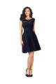 Sleeveless Bateau Neck Tulle & Lace Dark Navy Knee Length Bridesmaid Dress Adelaide