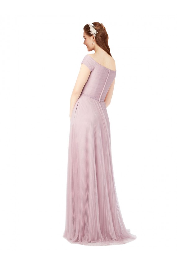 Sleeveless Off the Shoulder Tulle Long Bridesmaid Dress / Evening Dress Adelaide