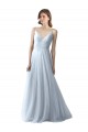 Sleeveless V-Neck Soft Tulle Light Sky Blue Long Bridesmaid Dress Adelaide