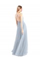 Sleeveless Halter Neck Tulle Light Sky Blue Long Bridesmaid Dress Adelaide