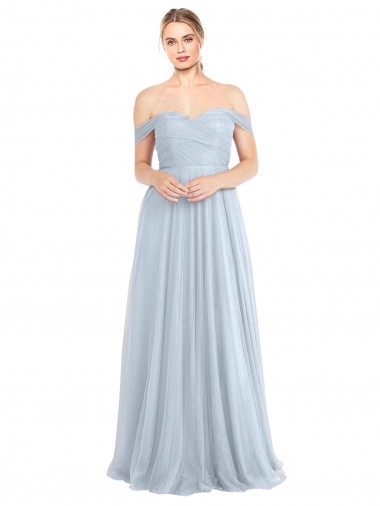 Sleeveless Strapless Tulle Light Sky Blue Long Evening Dress / Bridesmaid Dress Adelaide