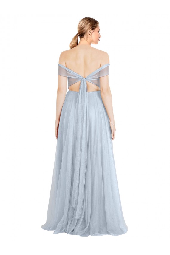 Sleeveless Strapless Tulle Light Sky Blue Long Evening Dress / Bridesmaid Dress Adelaide