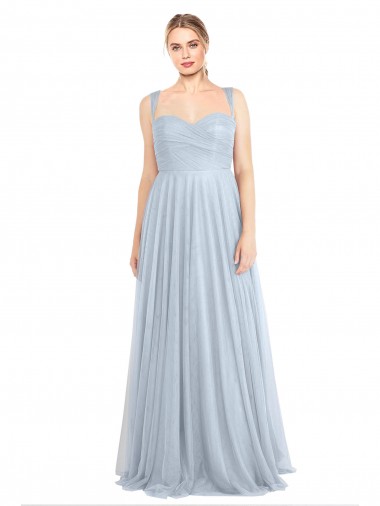 Sleeveless Sweetheart Tulle Light Sky Blue Long Evening Gown / Bridesmaid Dress Adelaide