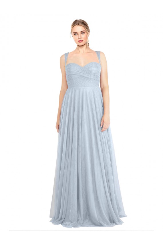 Sleeveless Sweetheart Tulle Light Sky Blue Long Evening Gown / Bridesmaid Dress Adelaide