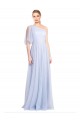 Flutter Sleeves One Shoulder Tulle Light Sky Blue Long Bridesmaid Dress Adelaide