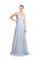 Sleeveless V-Neck Tulle Light Sky Blue Long Floor Length Bridesmaid Dress Adelaide