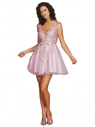 Sleeveless V-Neck Tulle Short Bridesmaid Dress Adelaide