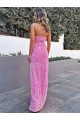 Sleeveless Halter Neck Velvet Sequin Shown Color Long Prom Dress Adelaide