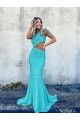 Sleeveless One Shoulder Velvet Sequin Shown Color Sweep Train Prom Dresses Adelaide