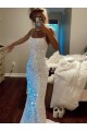 Sleeveless Spaghetti Straps Velvet Sequin Shown Color Sweep Train Evening Dress Adelaide
