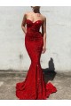 Sleeveless Sweetheart Velvet Sequin Burgundy Court Train Prom Dress / Evening Gown Adelaide