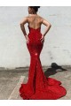 Sleeveless Sweetheart Velvet Sequin Burgundy Court Train Prom Dress / Evening Gown Adelaide