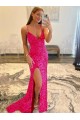 Sleeveless V-Neck Velvet Sequin Shown Color Sweep Train Long Gowns Adelaide