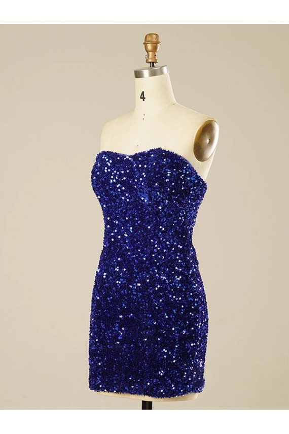 Sleeveless Sweetheart Velvet Sequin Shown Color Short Prom Dress Adelaide