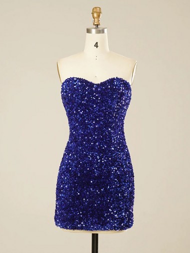 Sleeveless Sweetheart Velvet Sequin Shown Color Short Prom Dress Adelaide