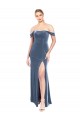 Sleeveless Strapless Stretch Velvet Dusty Blue Long Prom Dress / Bridesmaid Dress Adelaide