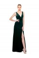 Sleeveless V-Neck Stretch Velvet Dark Green Long Black Tie Evening Dress / Prom Dress / Bridesmaid Dress Adelaide