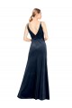 Sleeveless V-Neck Stretch Velvet Dark Navy Long Prom Dress / Bridesmaid Dress Adelaide