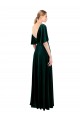 Flutter Sleeves V-Neck Stretch Velvet Dark Green Long Prom Dress / Bridesmaid Dress Adelaide