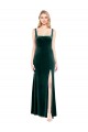 Sleeveless Square Neck Stretch Velvet Dark Green Long Prom Dress / Bridesmaid Dress Adelaide