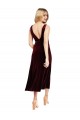 Sleeveless V-Neck Stretch Velvet Burgundy Midi Length Prom Dress / Bridesmaid Dress Adelaide