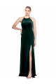 Sleeveless Jewel Neck Stretch Velvet Dark Green Long Prom Dress / Bridesmaid Dress Adelaide