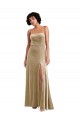 Sleeveless Square Neck Stretch Velvet Champagne Long Formal Evening Gown / Prom Dress / Bridesmaid Dress Adelaide