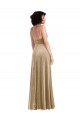 Sleeveless Square Neck Stretch Velvet Champagne Long Formal Evening Gown / Prom Dress / Bridesmaid Dress Adelaide