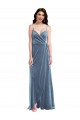 Sleeveless Sweetheart Stretch Velvet Dusty Blue Long Semi Formal Evening Dress / Prom Dress / Bridesmaid Dress Adelaide
