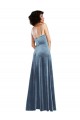 Sleeveless Cowl Neck Stretch Velvet Dusty Blue Long Semi Formal Evening Dress / Prom Dress / Bridesmaid Dress Adelaide