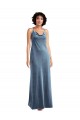 Sleeveless Cowl Neck Stretch Velvet Dusty Blue Long Bridesmaid Dress / Evening Dress Adelaide