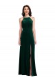 Sleeveless High Neck Stretch Velvet Dark Green Long Semi Formal Evening Dress / Prom Dress / Bridesmaid Dress Adelaide