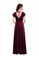 Flutter Sleeves V-Neck Stretch Velvet Burgundy Long Semi Formal Evening Dress / Prom Dress / Bridesmaid Dress Adelaide
