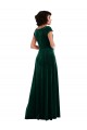 Cap Sleeves Cowl Neck Stretch Velvet Dark Green Long Black Tie Evening Gown / Prom Dress / Bridesmaid Dress Adelaide