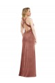 Sleeveless V-Neck Stretch Velvet Cinnamon Rose Long Bridesmaid Dress / Evening Dress Adelaide