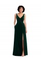 Sleeveless V-Neck Stretch Velvet Dark Green Long Bridesmaid Dress / Evening Dress Adelaide