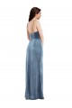 Sleeveless Sweetheart Stretch Velvet Dusty Blue Long Formal Evening Gown / Prom Dress / Bridesmaid Dress Adelaide
