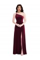 Sleeveless One Shoulder Stretch Velvet Burgundy Long Black Tie Evening Dress / Prom Dress / Bridesmaid Dress Adelaide