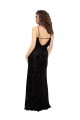 Sleeveless V-Neck Floral Velvet & Stretch Velvet Black Long Bridesmaid Dress Adelaide