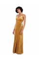 Sleeveless V-Neck Stretch Velvet Gold Long Black Tie Evening Gown / Prom Dress / Bridesmaid Dress Adelaide