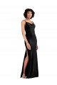 Sleeveless Cowl Neck Stretch Velvet Black Long Black Tie Evening Gown / Prom Dress / Bridesmaid Dress Adelaide