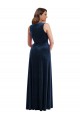 Sleeveless V-Neck Stretch Velvet Dark Navy Long Formal Plus Size Evening Gown / Prom Dress / Bridesmaid Dress Adelaide