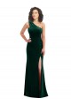 Sleeveless One Shoulder Stretch Velvet Dark Green Long Black Tie Prom Dress / Bridesmaid Dress Adelaide