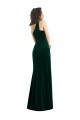 Sleeveless One Shoulder Stretch Velvet Dark Green Long Black Tie Prom Dress / Bridesmaid Dress Adelaide