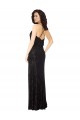 Sleeveless Cowl Neck Floral Velvet & Stretch Velvet Black Long Bridesmaid Dress Adelaide